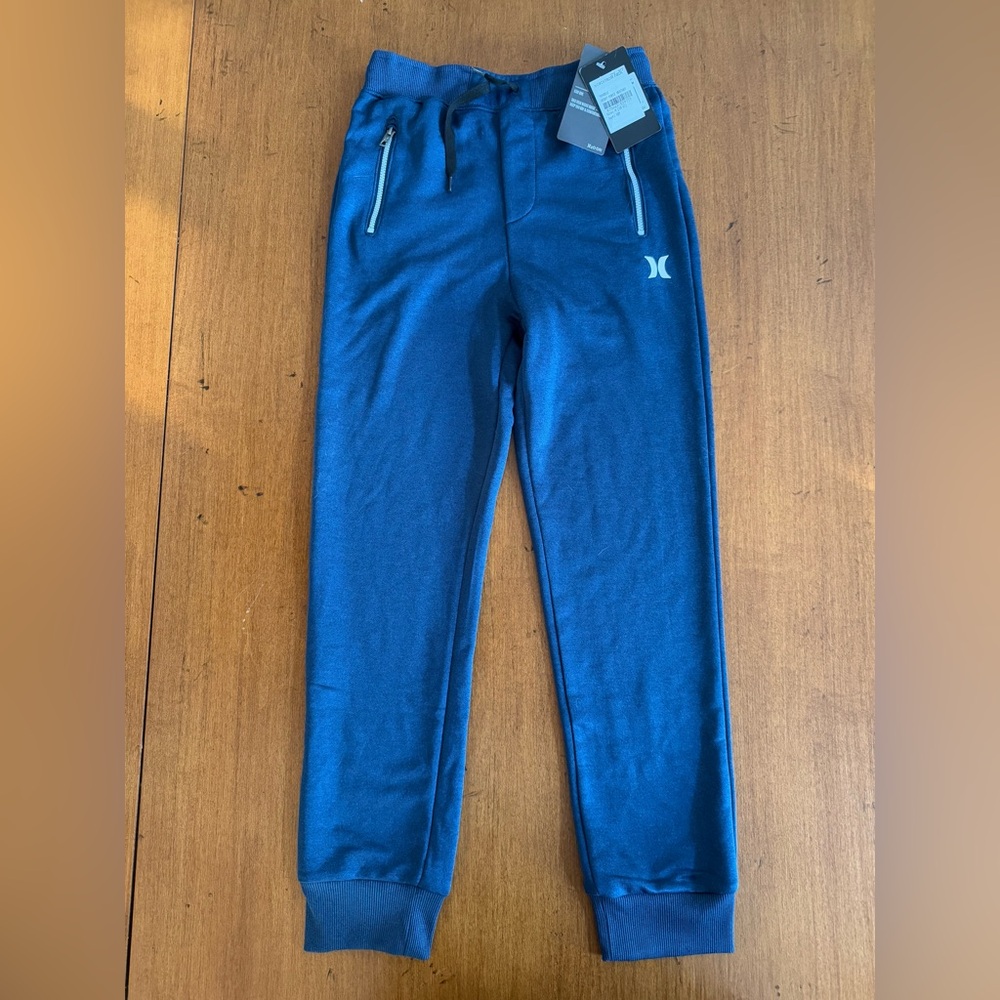 NWT Hurley kids Solar Jogger Pants in rift blue Heather - H20-Dry French terry